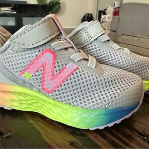 New Balance Kids' Gray Sneakers with Neon Accents